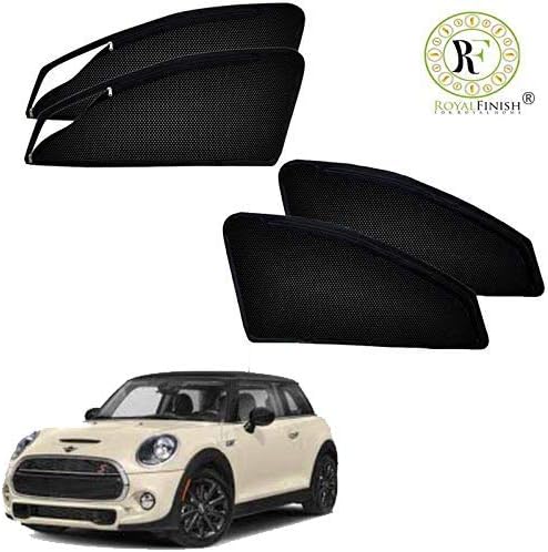 Royal Finish | Car Accessories |Mini Cooper Car Window Sunshades | Curtains for Zipper Magnetic | Set of 4 Piece