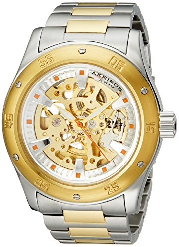 Akribos XXIV Men's AK477TTG Premier Skeleton Automatic Gold Two-Tone Stainless Steel Bracelet Watch