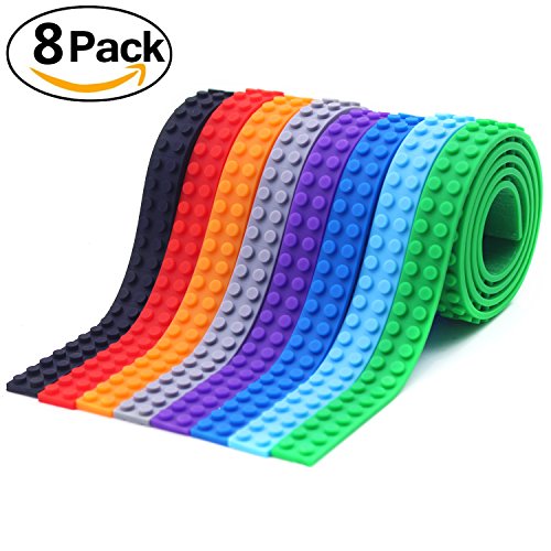 Qwer Silicone Non Toxic Safe Building Blocks Tape Collection Construction Self Adhesive, 8 Rolls