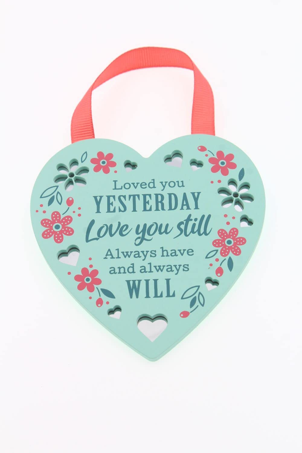 Loved Yesterday Reflective Words Hanging Plaque with Ribbon Wooden Hanger Gift 00200040021