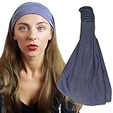 QING Headbands for Women Sweat Wicking Head Scarf Bandana Elastic Workout Headband Head Wrap Gray 1 Pack