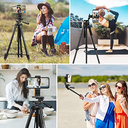 JOILCAN Tripod for High Mobile, 161 cm Selfie Stick Tripod with Remote Control, Portable Tripod with Mobile Phone Holder, Aluminum Mobile Tripod for iPhone Samsung Huawei Camera