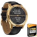 Garmin 010-02241-02 Vivomove Luxe Smartwatch 24K Gold PVD Stainless Steel Case w/Black Embossed Band with 1 Year Extended Warranty