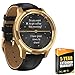 Garmin 010-02241-02 Vivomove Luxe Smartwatch 24K Gold PVD Stainless Steel Case w/Black Embossed Band with 1 Year Extended Warranty