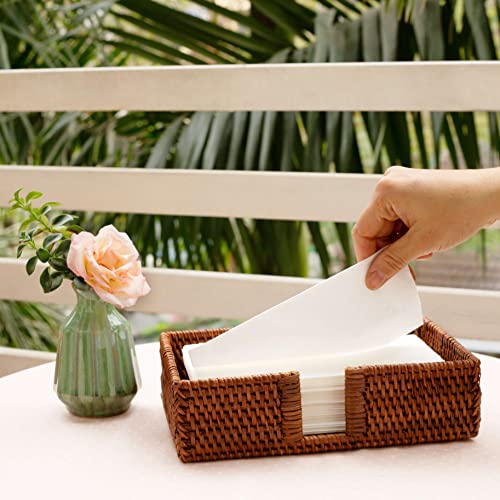 Rattan Guest Towel Holder For Bathroom Towel Caddy Rectangular Napkin