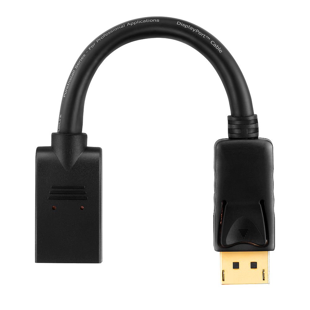 PureInstall PI175 DisplayPort male to DisplayPort female adapter, black — image 1