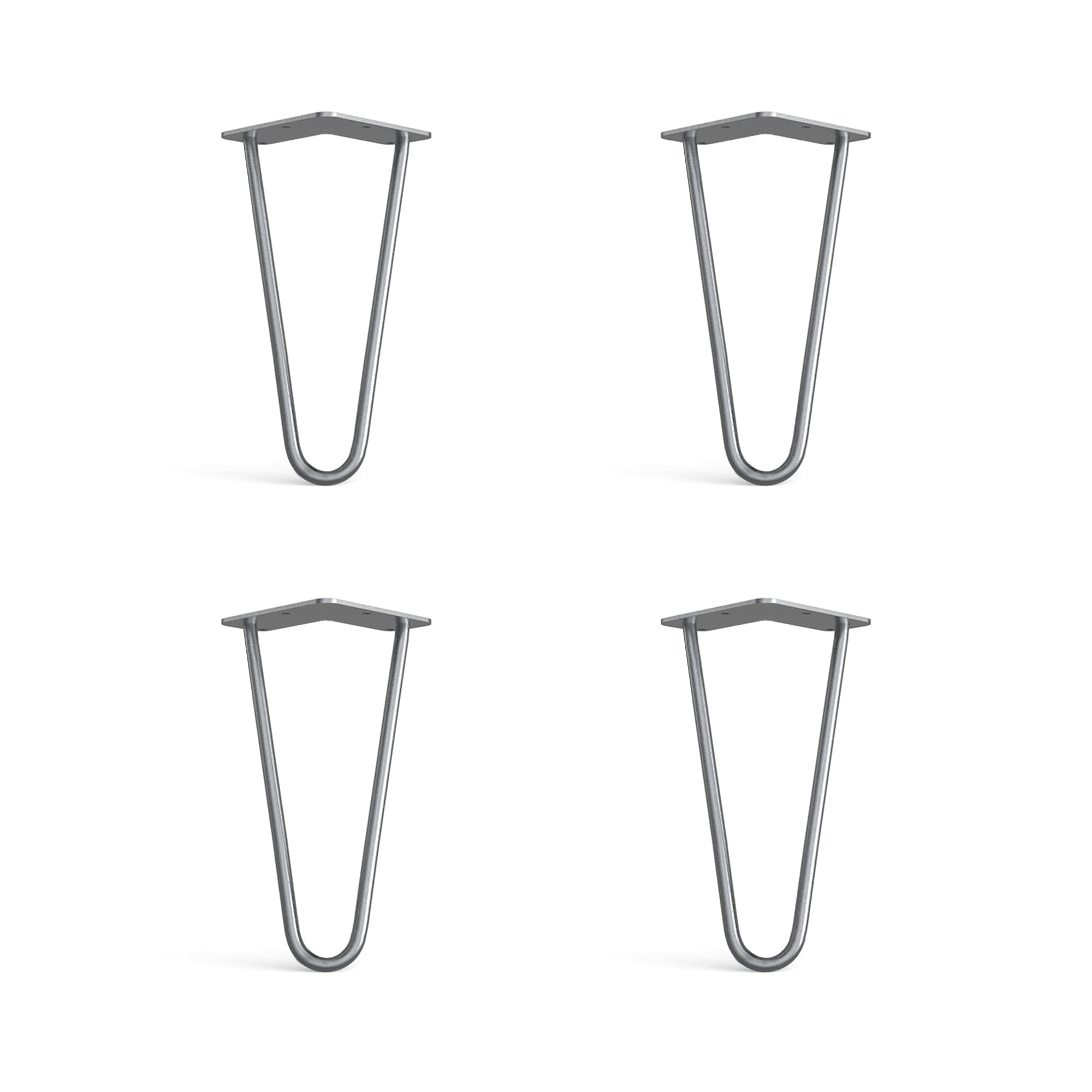 4 x Hairpin Legs from DT IRONCRAFT - 20cm 2 Rod / 10mm, Bare Steel - Sideboard, TV Stand, Bookcase and Cabinet Unit Legs with Floor Protector Feet & Screws