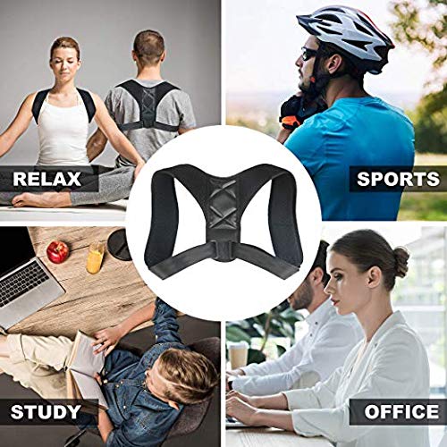 Hecmoks Posture Corrector Back Support Brace for Men and Women - Improves Posture, Prevents Slouching and Hunching, Reliefs Upper Back and Neck Pain - Adjustable and Comfortable with Underarm Pads