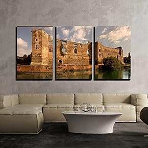 3 Piece Canvas Wall Art - Newark Castle on The Banks of The River Trent in Nottinghamshire, England - Modern Home Art Stretched and Framed Ready to Hang - 16"x24"x3 Panels