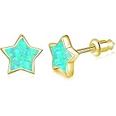 CiNily Womens Star Moon Earrings for Girls Gold Plated Cute Opal Stud Earrings/Hoop Dangle Earrings Hypoallergenic Jewelry Gift Men/Boys Earrings