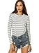 SheIn Women's Fall Round Neck Long Sleeve Striped T-Shirt S White&Black