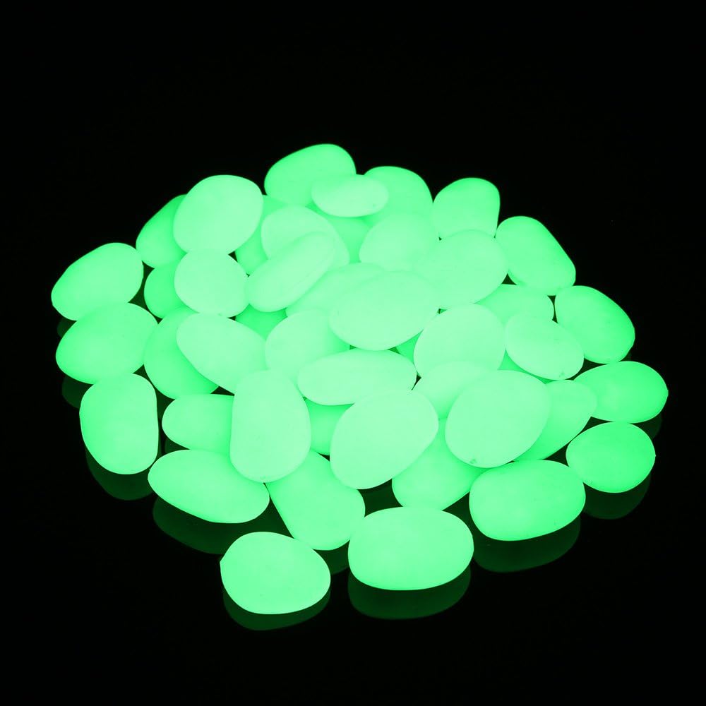 Glow in The Dark Stones, Garden Pebbles, Decorative Stones, Glow Pebbles Rocks Gravel Marbles for Aquarium Succulent Outdoor DIY Garden Gifts Decoration,3-4cm(1 1/2''-1 4/7''), 400g/0.88lbs, Green: Home & Kitchen