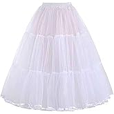 GZKUM Women's Long Petticoat 29.5" Crinoline Slips Vintage 50s Rockabilly Underskirt Wedding Prom Dress