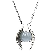 Joddfly Angel Wings Crystal Guardian Pendant Necklace Unisex Gothic Jewelry Gift Necklace Stainless Steel Chain 24 inches
