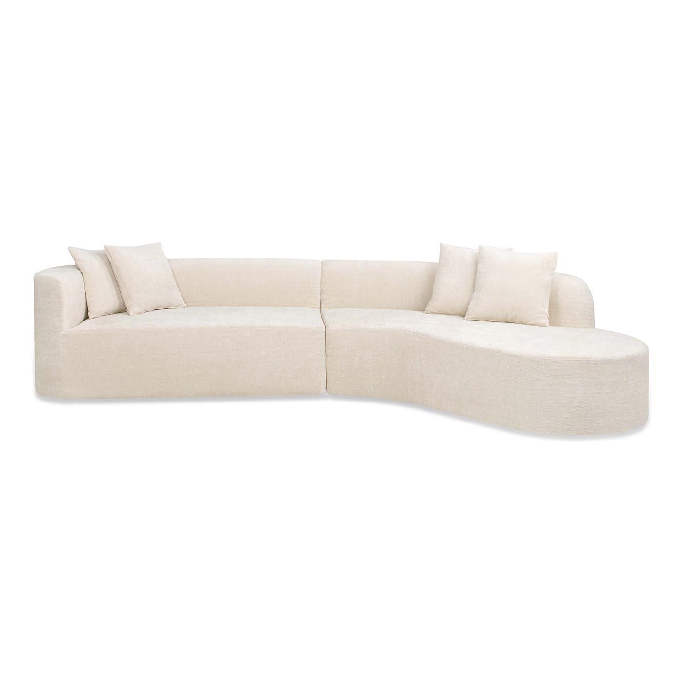 Photo 1 of ***(PARTS ONLY SELLING AS IS )*** Jennifer Taylor Home Mallory 134.5" Sofa-in-a-Box RAF Curved Sectional Sofa, Porcelain Light Beige Chenille