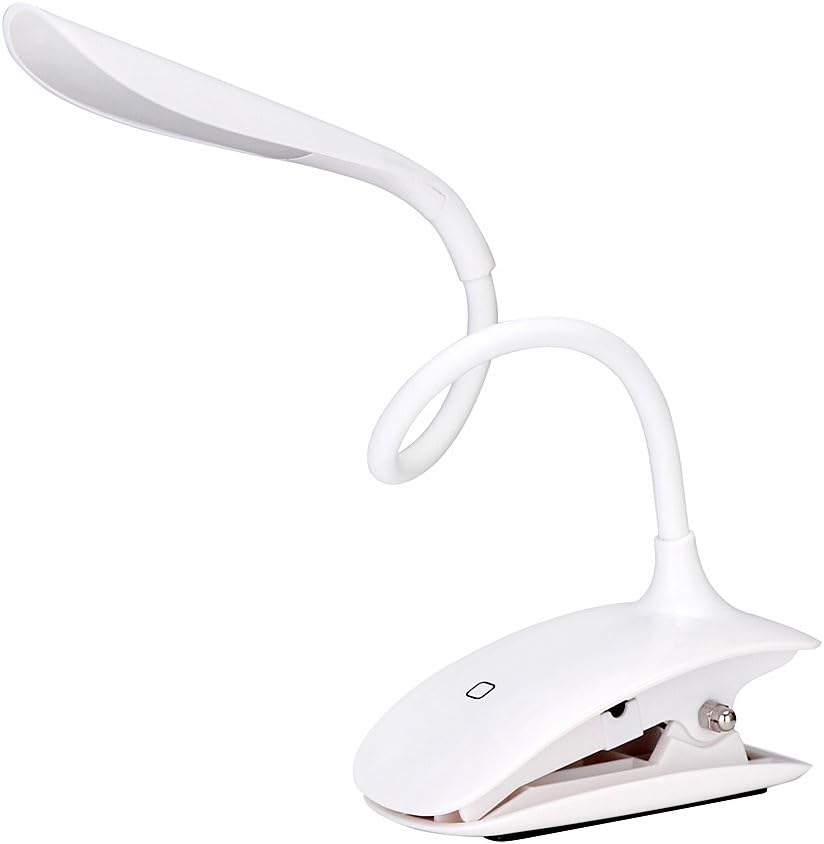LED Desk Lamp,Portable Flexible Gooseneck Clip On Table Lamps with USB Rechargeable Battery for Reading and Studying,3 Level Dimmer Night Light
