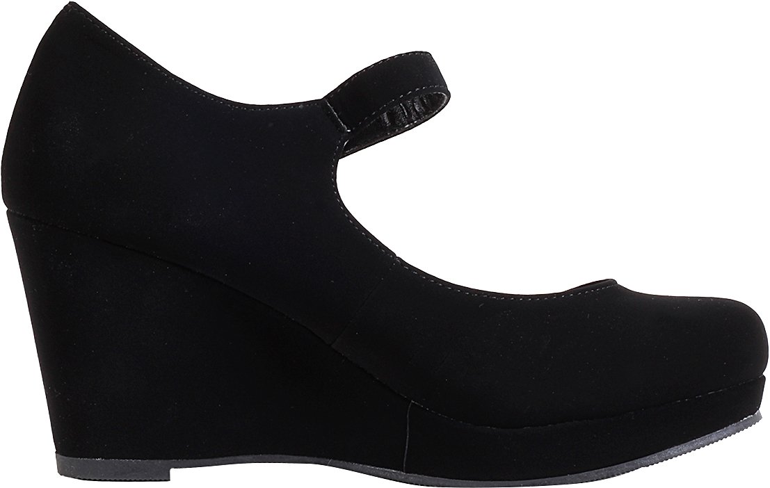 City Classified Women's Mary Jane Strappy Wedge Platform Sandal (8 B(M) US, Black Nubuck) - Image 3