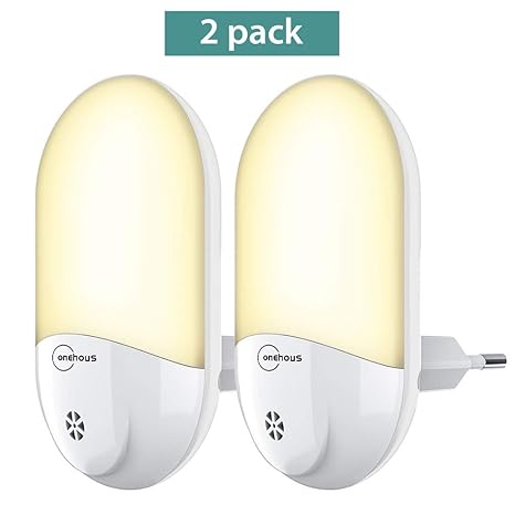 LED Nachtlicht Steckdose - Automatisch Warmweiß LED Nachtlicht Steckdose mit Dämmerungssensor 2 stück, onehous Stromsparendes
