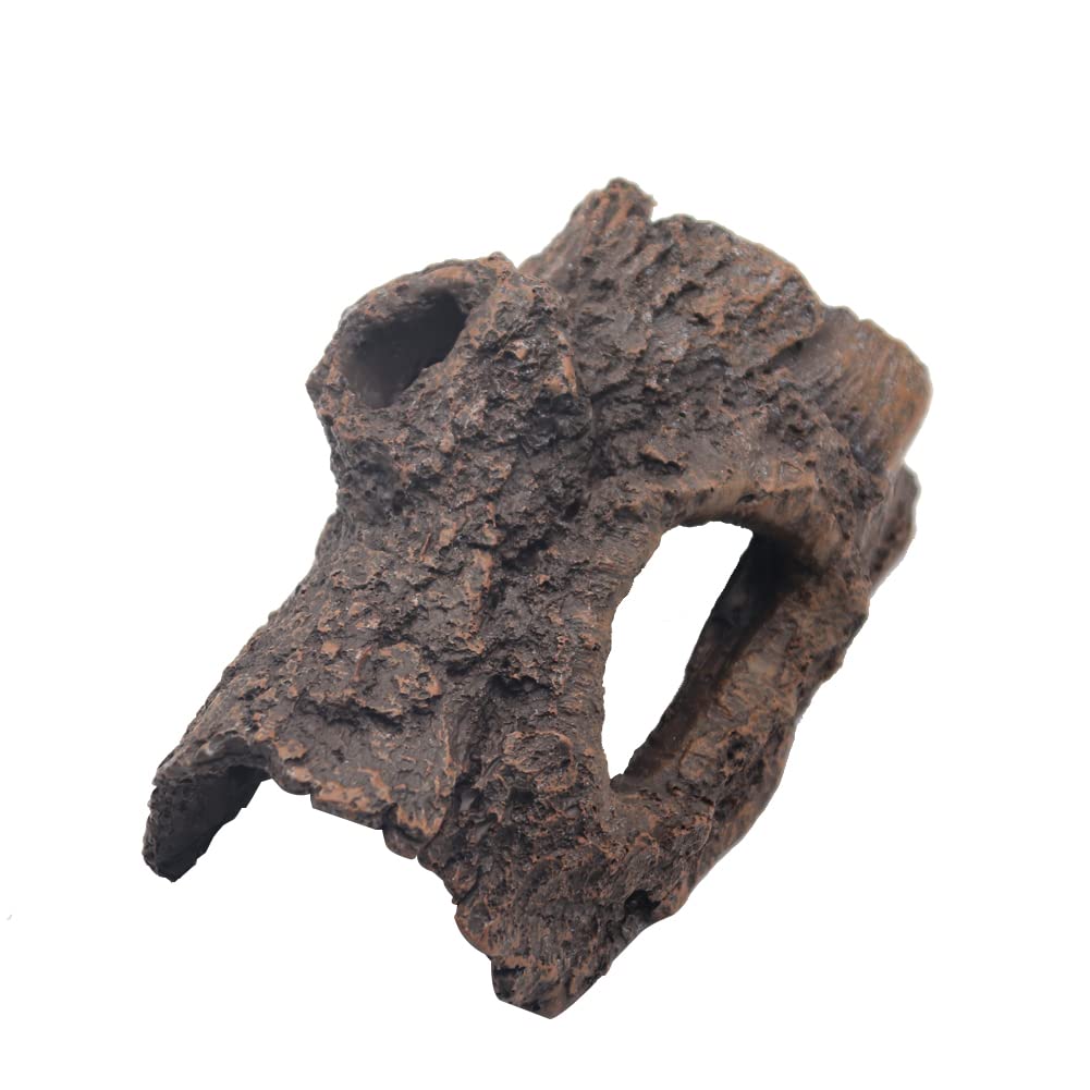 Reptile Habitat Décor Hideouts Bark Bends, Aquarium Cave Hollow Tree Trunk for Lizard Chameleon Gecko Snake