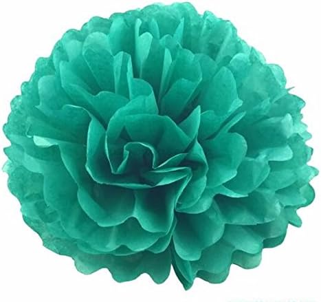Zhuangshihua 30Pcs 4" 6" 8" Decorative Pom Tissue Paper Pompom Flower Birthday Party Decorations For Home New Year Gift 16 teal