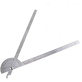 ChgImposs 0-180 Degree Angle Finder, Stainless Steel Round Head Rotary Protractor Scale Angle Finder Adjustable Double-arm Ru