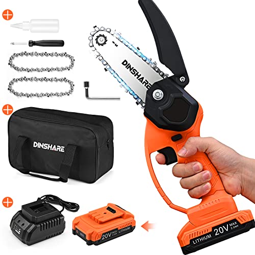 Mini Chainsaw, Cordless Electric 4 Inch Chain Saw W/ 20V 2.0Ah Battery