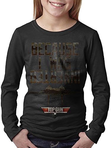 SHENME Because I Was Inverted Top Gun Child/Youth Long Sleeve T-shirt Black