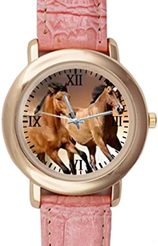 Abstract Horse Custom Pink Leather Watches For Women