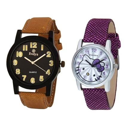 Analog Leather Watches for Lovely Couple -eve-350-dz-457