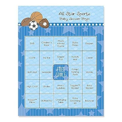 Amazon.com: All Star Sports - Baby Shower Game Bingo Cards - 16 ...
