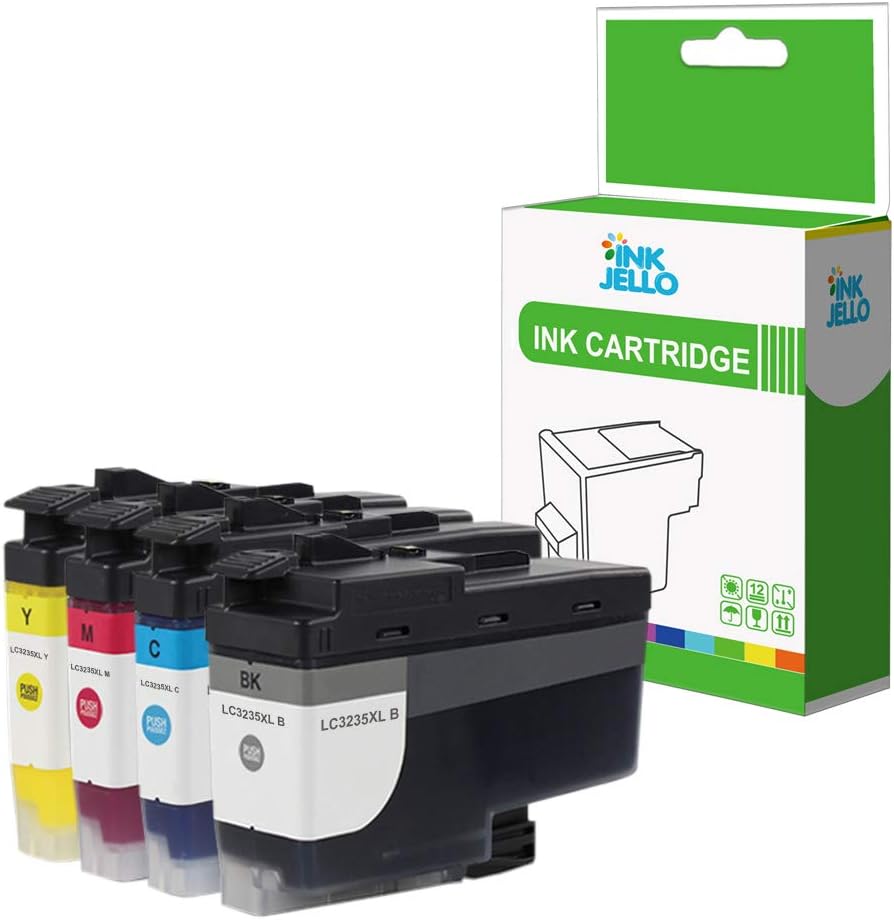 InkJello Ink Cartridge for Printer Compatible With Brother DCP-J1100DW MFC-J1300DW LC3235XL (Black, Cyan, Magenta, Yellow, 4-Pack)