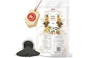 RAMAROMA Basil Seeds (Tukmaria) | Edible Basil Seeds USDA Organic | More Fiber Than chia Seeds | Plant Based, Keto, Paleo, Vegan, prebiotic (8, Basil seeds)