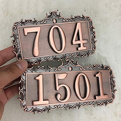 LONTG House Number Plaque Personalized Home Address Numbers Signs Customized Door Numbers Sign Plate Floating for Home Hotel Apartment Office Cast Metal Number Sign Plaque Bronze 2/3/4 Number - Thumbnail 2