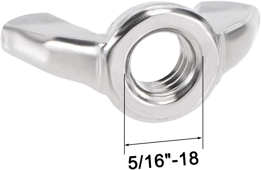 sourcing map #5/16"-18 Wing Nuts 304 Stainless Steel Shutters Butterfly Nut Hand Twist Tighten Fasteners Parts 2pcs - Image 4