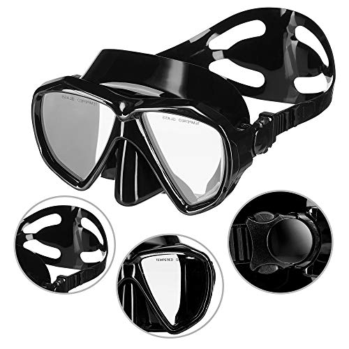 Snowledge Snorkel Mask, Scuba Diving Mask with Tempered Glass, Impact Resistant Snorkel Set, Leak-Proof Dive Mask, Carry Bag Included
