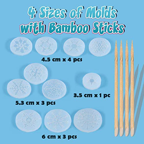 Catcrafter Christmas Silicone Snowflake Resin Molds-Ornament Molds with Glitters Snowflakes Casting Jewelry Making Kit Accessories for Necklace Earring Keychain DIY for Home Decoration Weddings Party