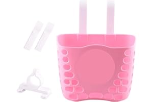 JIANWEI Strong Load Bicycle Handlebar Kids Bicycle Front Basket, Bike Accessories for Boys Girls, Front Toddler Tricycle Baskets for Outdoor Cycling (Pink)