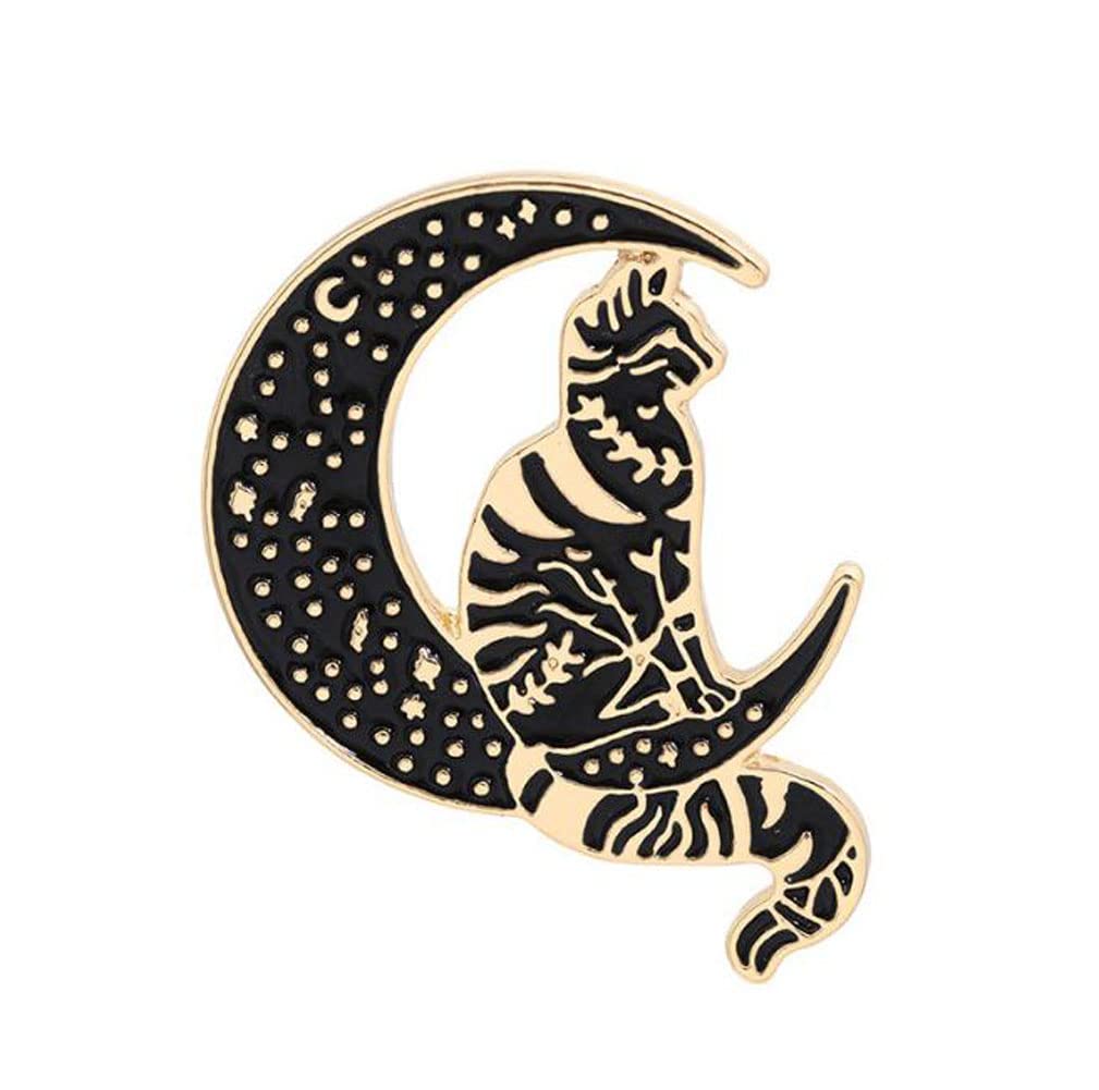 A Cat Sitting on the Moon Enamel Lapel Pin Cute Cat Pins Cartoon Pin Brooch Jewelry DIY Crafts Shirt Hat Jacket Bags Clothes Accessories