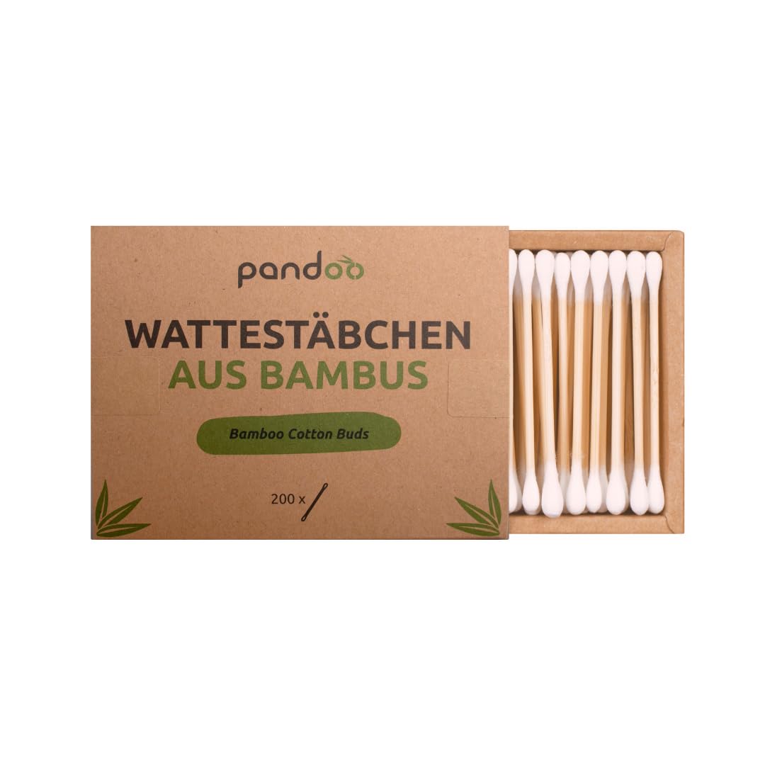 pandoo Bamboo Cotton Buds | Stable & Durable Cotton Swabs Made from Organically Grown Bamboo | Versatile & Eco-Friendly | Durable & Compostable Ear Sticks | Copes Well With Water | Pack of 800, 7.5 cm