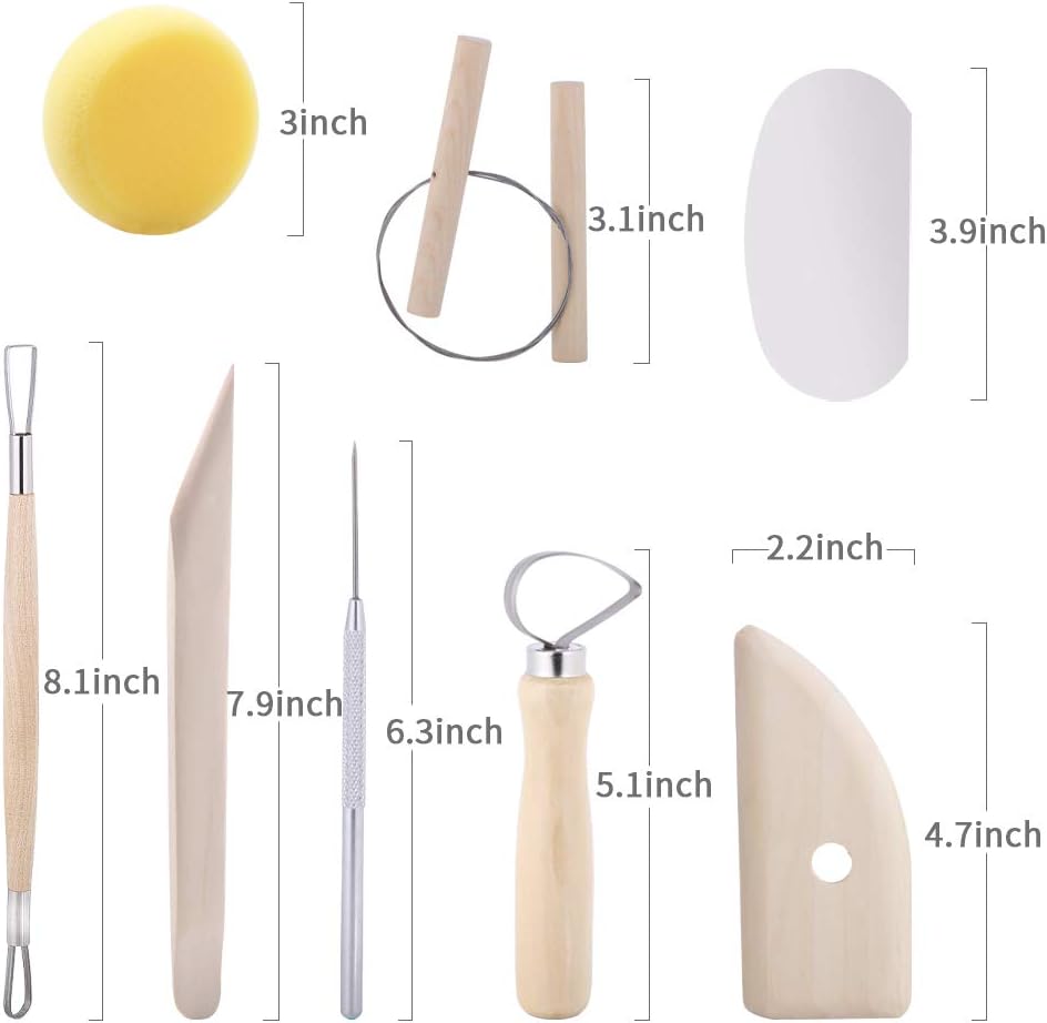 8 Pcs Ceramic Pottery Tools, Tubala Wooden Clay Carving Sculpting Modeling Tools Pottery Sculpting Tools Set