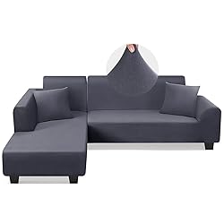 L Shape Sofa Couch Covers Super Stretch 2pcs, 3 + 3
