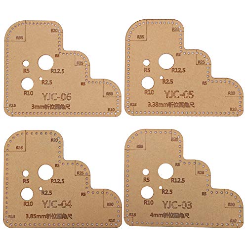 4 PCS Circle Corner Acrylic Template Round Corner Stitching Ruler Stencil, DIY Leather Craft Auxiliary Cutting Ruler Stencil