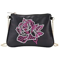 Tekijun DIY Diamond Painting Cross-Body Bag with Chain, Flower Special Shape Diamond Painting Leather Chain Shoulder Bag Clutch