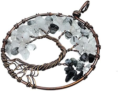 Ckysee Jewelry Tree of life pendant Amethyst Rose Crystal Necklace Chakra Gemstone gifts for women