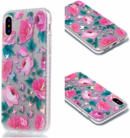 iPhone X Case, iPhone 10 Case, Wandeneng Hybrid Fancy Colorful Pattern Electroplating Hard Soft Silicone Bumper Case Fit For Apple iPhone X 2017(Butterfly Peony)