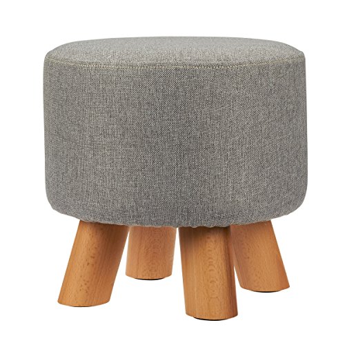 Ottoman Footstool Round Pouf Ottoman Foot Rest With Removable Linen
