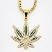 MCSAYS Man's Fashion Hip Hop Weed Hemp Leaves Marijuana Leaf Pendant 18K Gold Plated Hip Hop King Queen Pendant Necklace Gifts (Leaf)
