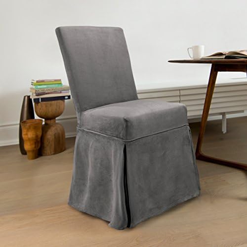 CoverWorks SIEN1941SLAT4 Sienna Slipcover with Ties in Slate Pack of 4,Slate,Parson's Chair