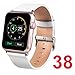 TOROTOP Luxury Genuine Leather watch Band strap Bracelet Replacement Wrist Band With Adapter Clasp for 38mm iWatch Apple Watch & Sport & Edition(38mm-white A)