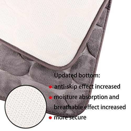 Memory Foam Cobblestone Shape Rug Non Slip Bath Shower Mat Door Mat Water Absorbent Pads, Pack of 2 (23.6" x15.7")